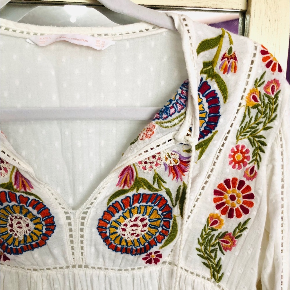 Bohemian embroidered floral blouse